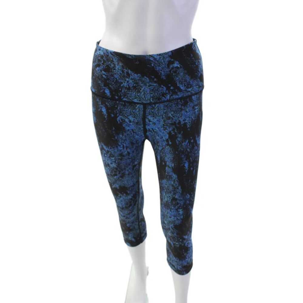 Tone It Up Womens Spotted Print High Rise Cropped Leggings Blue Size M